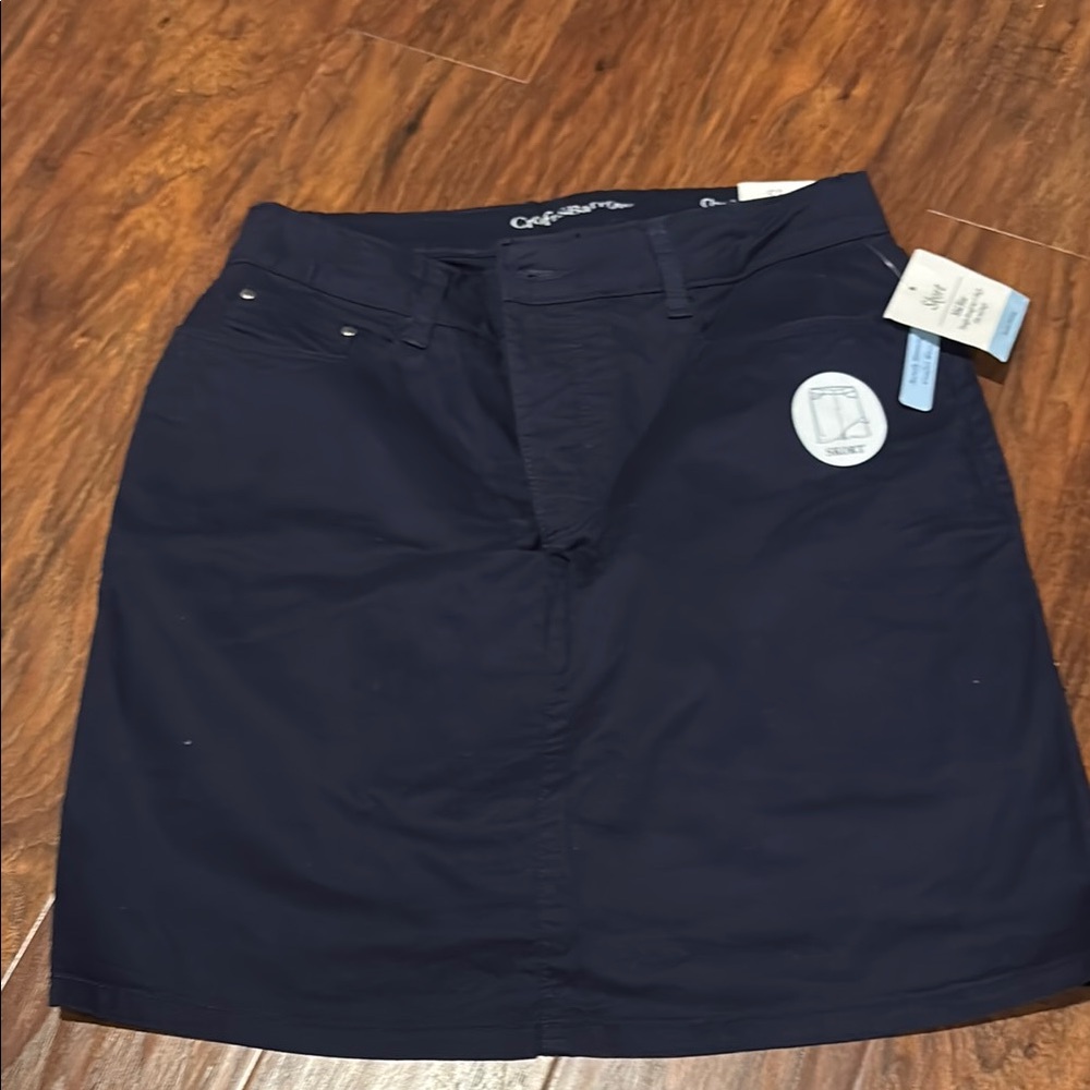 Croft & Barrow Navy Blue A-Line Mini Skirt Work